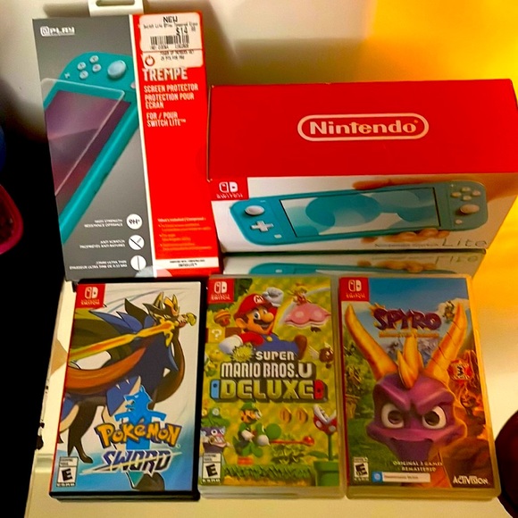 Nintendo Other - *5x Host Pick!* Nintendo Switch Lite in Turquoise Bundle